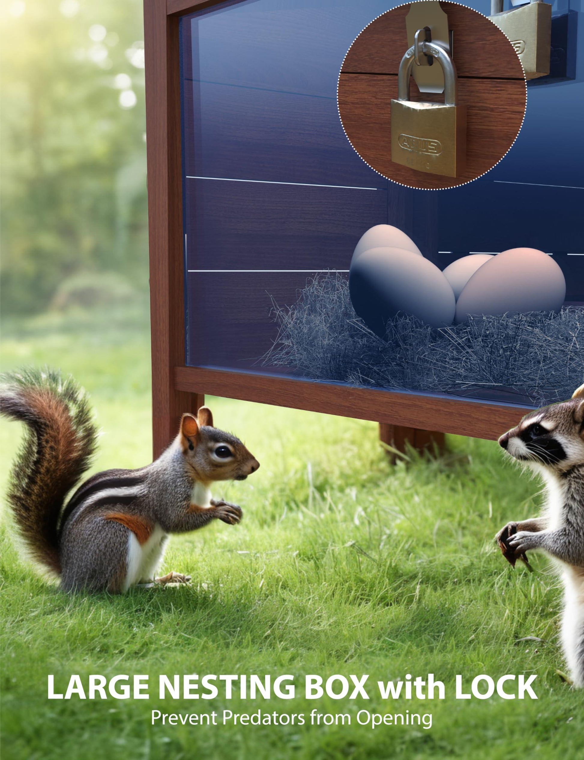 Pollaio in legno Garvee per 3-5 galline con ampio recinto, tetto impermeabile, nido, cassetti, rampa, rosso, resistente alle intemperie, per esterni