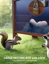 Pollaio in legno Garvee per 3-5 galline con ampio recinto, tetto impermeabile, nido, cassetti, rampa, rosso, resistente alle intemperie, per esterni