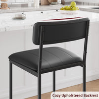 Set di 2 sgabelli da bar Garvee, imbottiti con schienale, poggiapiedi, struttura in metallo, seduta in MDF per cucina e bancone bar, nero