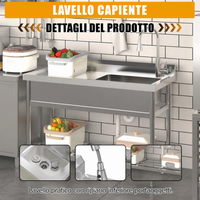Garvee 120x51x92cm Lavello Professionale Autoportante in Acciaio Inox Robusto ad Alta Portata per Ristorazione e Cucina Industriale