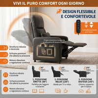 Garvee Massagesessel Elettrico con 8 Modi Massaggio, Funzione Riscaldante, USB, Grigio, Relax per Soggiorno, Compatto