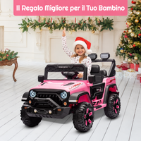 Auto elettrica per bambini Garvee con batteria potenziata da 12 V 7 Ah, 3 velocità, 2 modalità di funzionamento, telecomando 2.4G, luci LED, Bluetooth, cinture di sicurezza, rosa per bambini da 3 a 8 anni