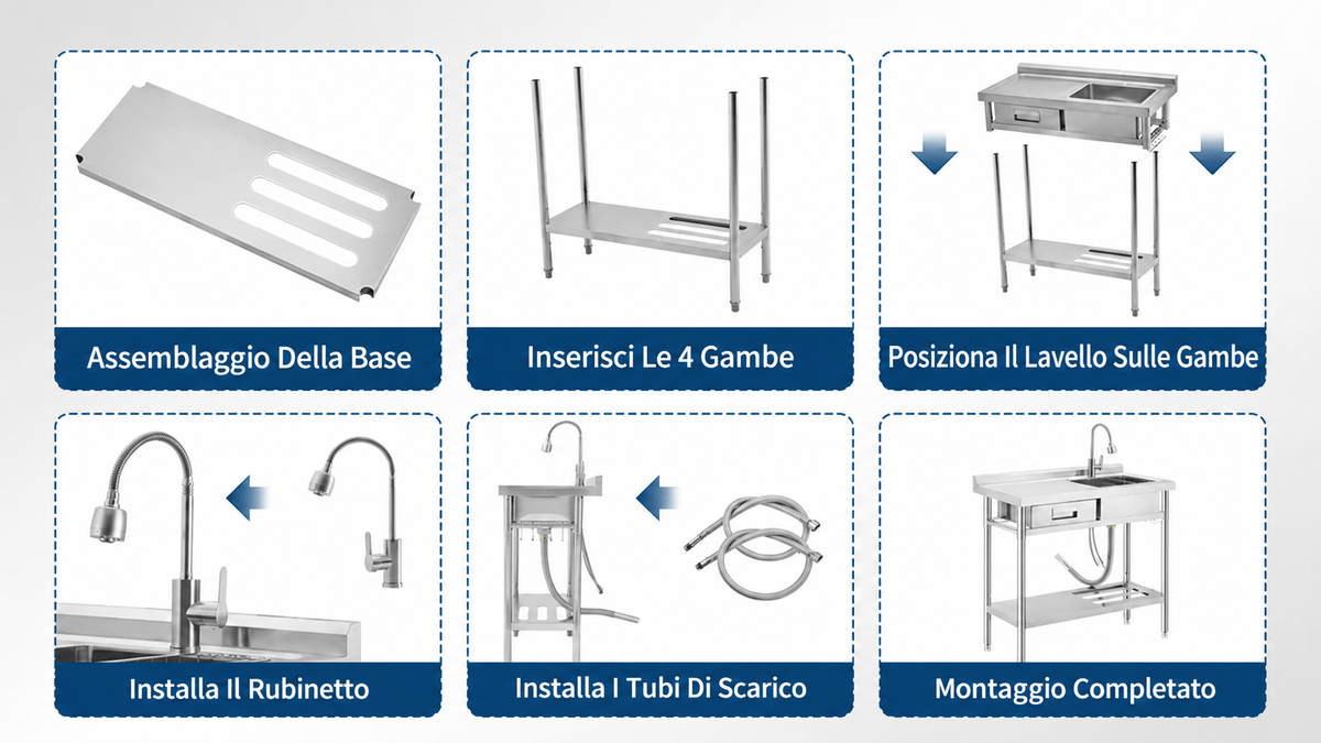 Lavabo Garvee in Acciaio Inox Fatturabile con Rubinetto Acqua Calda/Fredda, Vasca Singola, Cassetto, Indipendente per Garage e Lavanderia, Argento