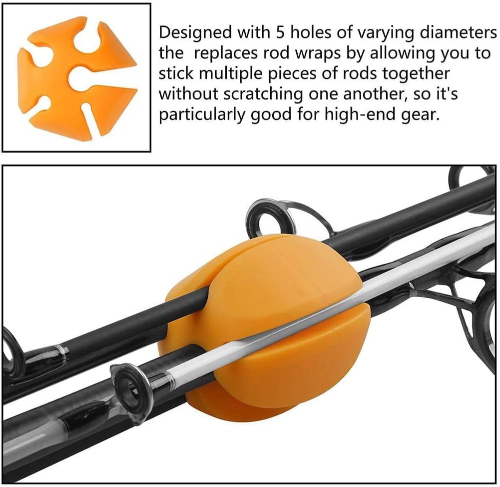 Garvee Set di 6 cinghie portacanna in silicone gialle per pesca a mosca, leggere, robuste, per esterni