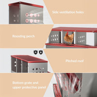 Nido per polli Garvee, pollaio zincato a 8 fori, resistente alle intemperie, rosso, per 8 polli, con design robusto e struttura resistente alle intemperie per l'uso all'aperto tutto l'anno