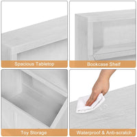 Libreria per bambini Garvee, organizer per giocattoli in legno con 2 scomparti e piano d'appoggio per sala giochi e cameretta, 31x16x32 pollici, legno naturale