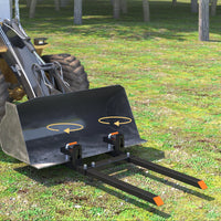 Forche per pallet Garvee da 109.22 cm per trattori e minipale, capacità 907 kg, sistema di sgancio rapido, barra stabilizzatrice regolabile, acciaio, per impieghi gravosi, agricoltura e edilizia