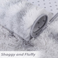 Tappeto Garvee Shag a pelo lungo, soffice, morbido e antiscivolo, in velluto, per soggiorno, camera da letto, cameretta dei bambini, grigio chiaro, 2'7,5"x4'11"