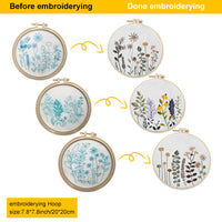 Kit da ricamo Garvee da 3 pezzi per principianti con motivi floreali, 3 telai da ricamo, istruzioni, forbici, punto croce, cotone, decorazione da salone