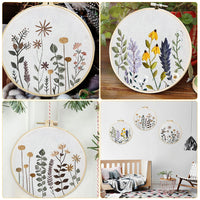 Kit da ricamo Garvee da 3 pezzi per principianti con motivi floreali, 3 telai da ricamo, istruzioni, forbici, punto croce, cotone, decorazione da salone