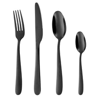 Set di posate Garvee in acciaio inox da 24 pezzi, nero, per 6 persone, design moderno, pasti quotidiani e speciali