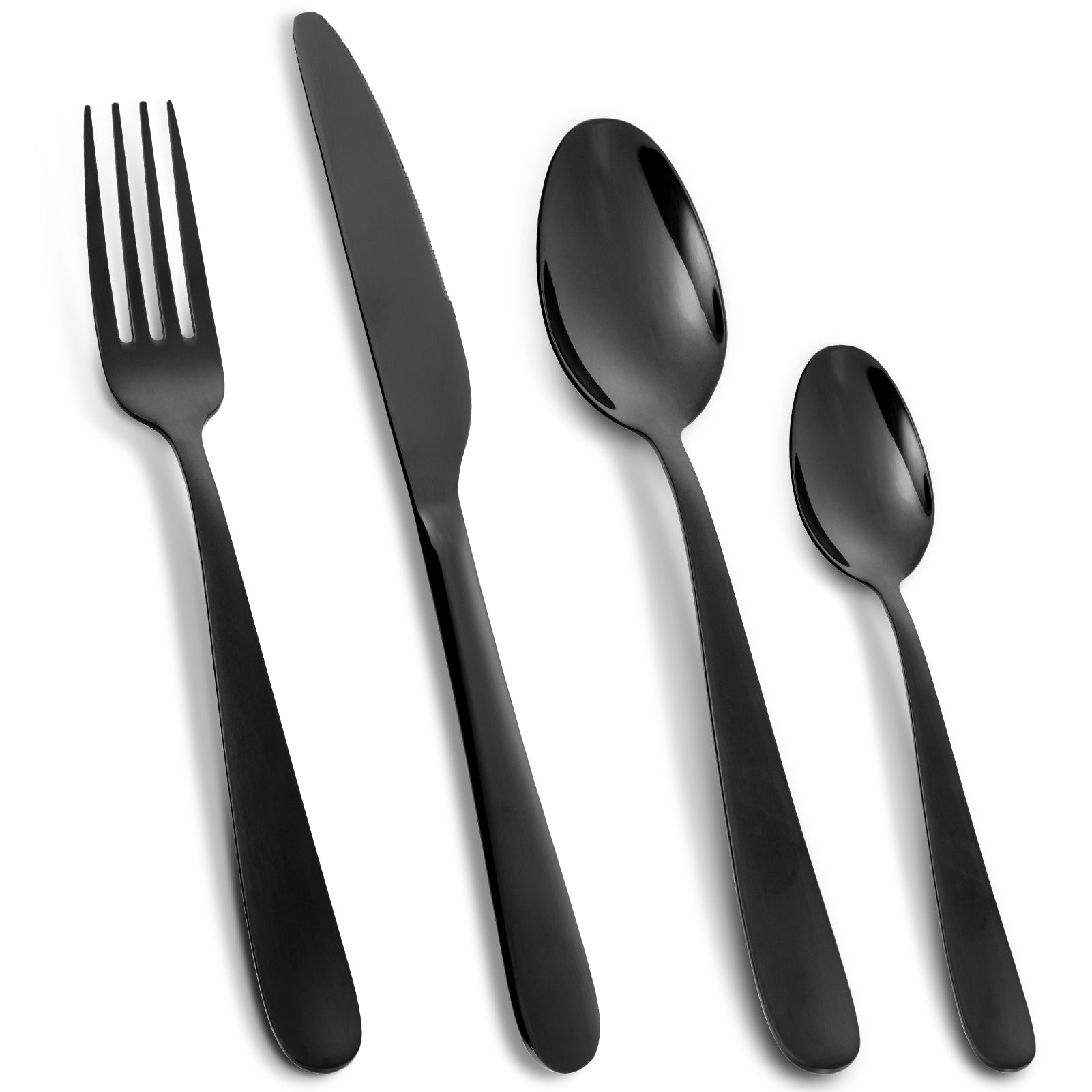 Set di posate Garvee in acciaio inox da 24 pezzi, nero, per 6 persone, design moderno, pasti quotidiani e speciali