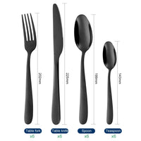 Set di posate Garvee in acciaio inox da 24 pezzi, nero, per 6 persone, design moderno, pasti quotidiani e speciali