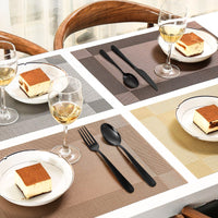 Set di posate Garvee in acciaio inox da 24 pezzi, nero, per 6 persone, design moderno, pasti quotidiani e speciali