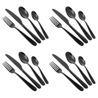 Set di posate Garvee in acciaio inox da 24 pezzi, nero, per 6 persone, design moderno, pasti quotidiani e speciali