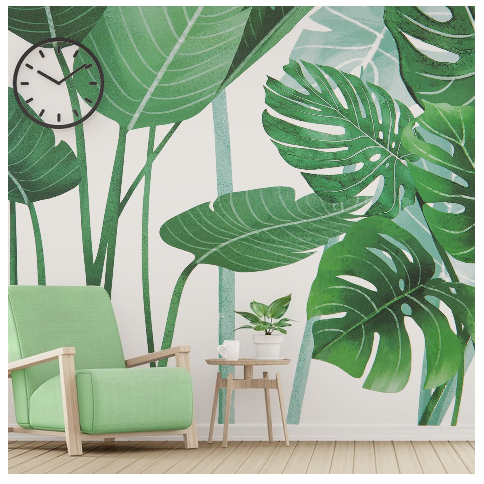 Adesivi murali Garvee Green Tropical Leaves, in PVC, rimovibili, impermeabili, per camerette di bambini e neonati