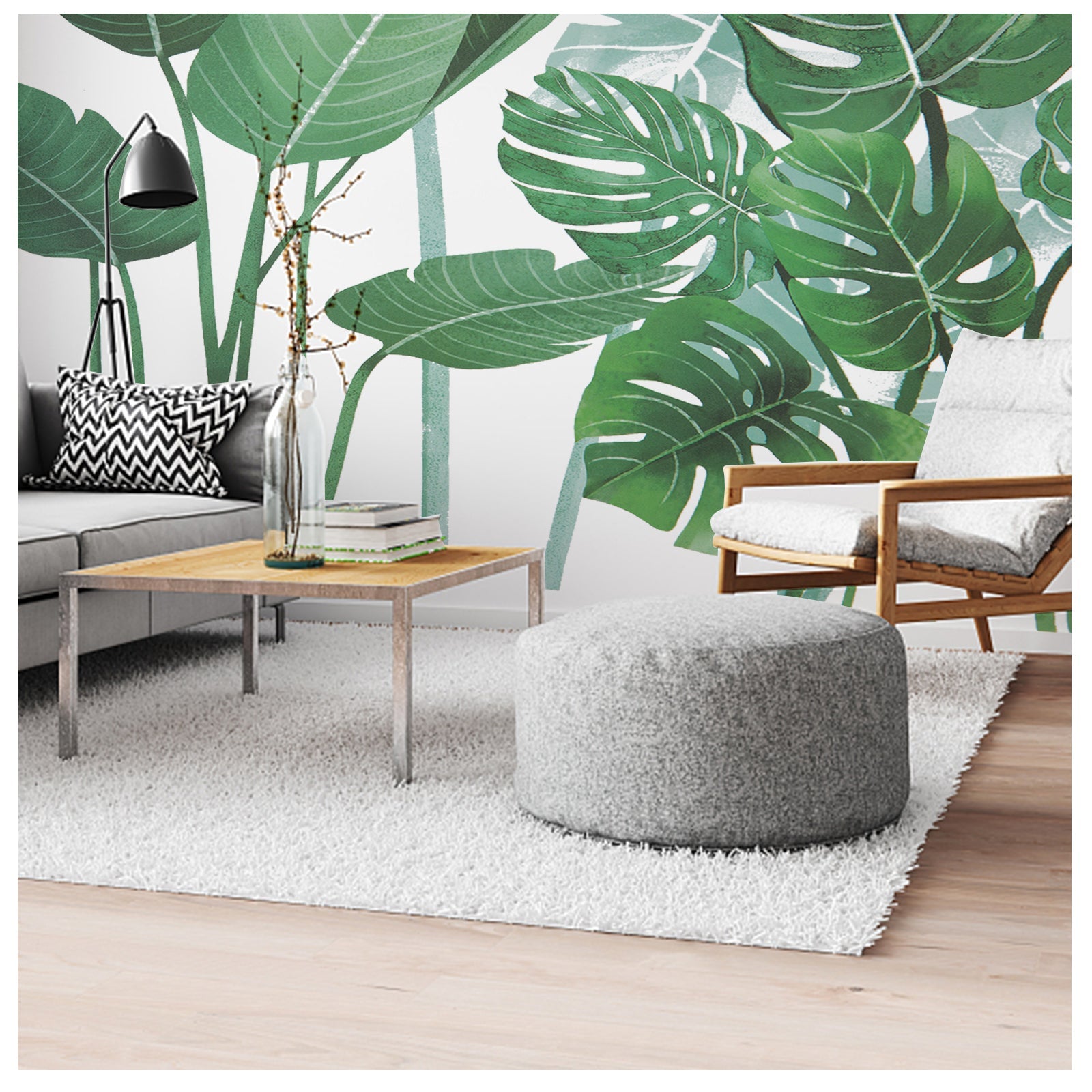 Adesivi murali Garvee Green Tropical Leaves, in PVC, rimovibili, impermeabili, per camerette di bambini e neonati