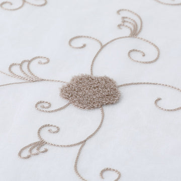 Tende trasparenti Garvee, tende per cucina e soggiorno, 100% poliestere, ricamo floreale, bianco talpa, versatili