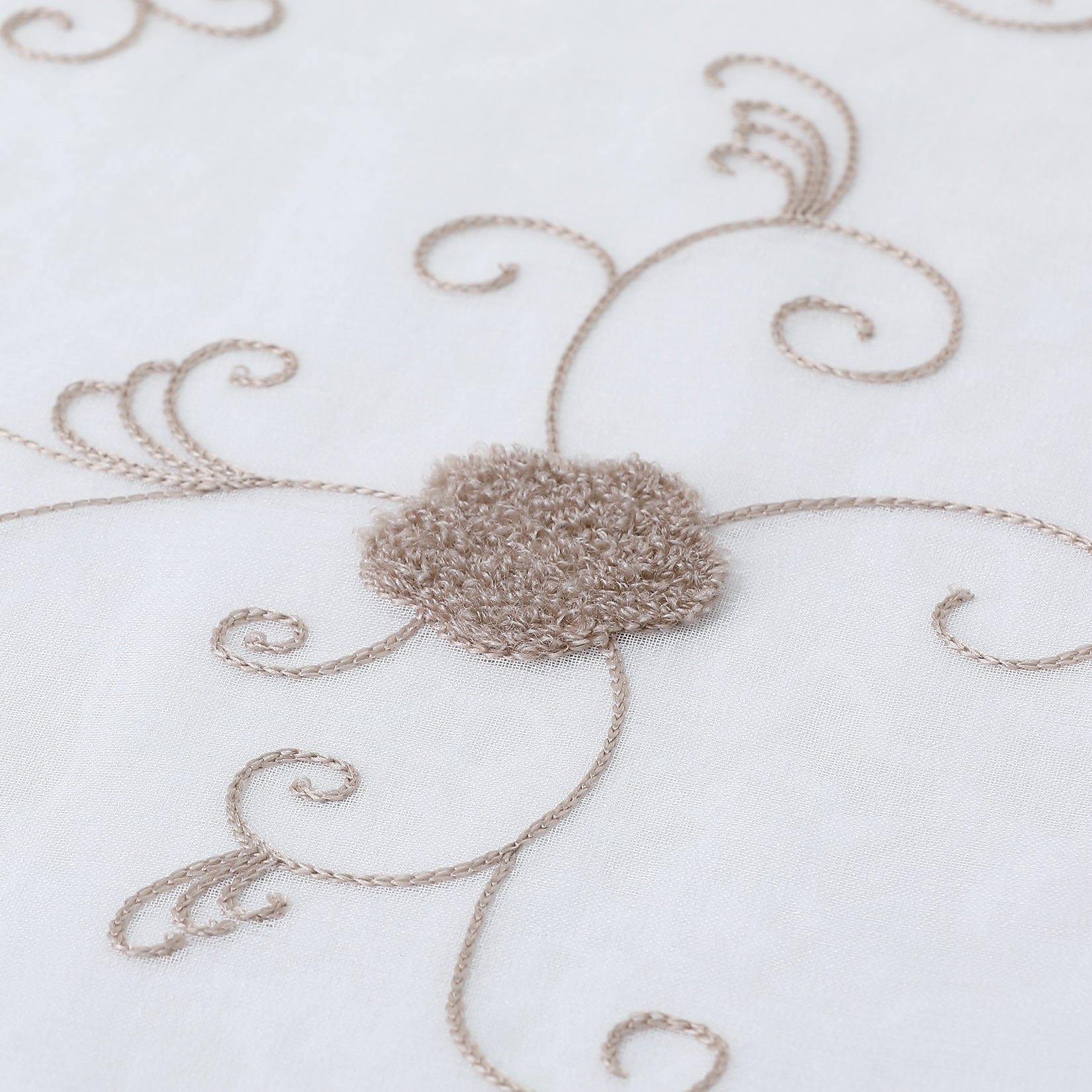 Tende trasparenti Garvee, tende da cucina bianche con ricamo tortora, motivo floreale, poliestere leggermente trasparente, 2 pannelli, 26"x36" per soggiorno, camera da letto, bar