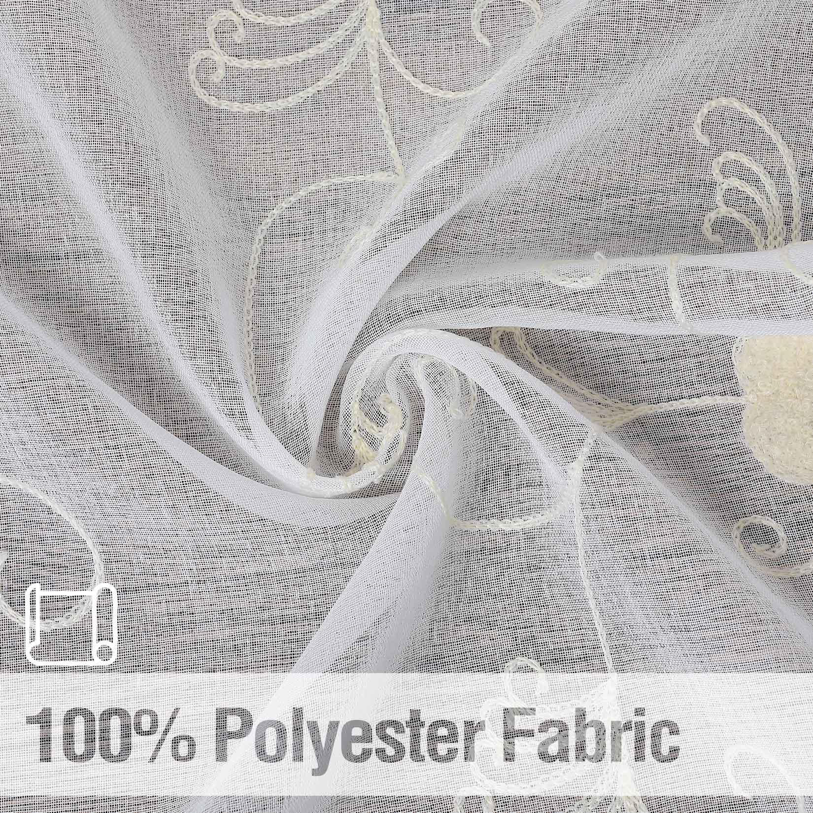 Garvee Tende Trasparenti Tende da Cucina Tende Corte Bianche Gialle Ricamate Tascabili Floreali 26''x24'' per Soggiorno e Camera da Letto