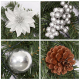 Garvee Ghirlanda Natalizia 6Ft con Luci LED a Batteria, Poinsettie e Palline, PVC Resistente, Decorazioni per Camino e Ringhiera, Interno ed Esterno - Argento