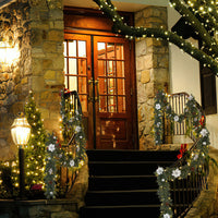 Garvee Ghirlanda Natalizia 6Ft con Luci LED a Batteria, Poinsettie e Palline, PVC Resistente, Decorazioni per Camino e Ringhiera, Interno ed Esterno