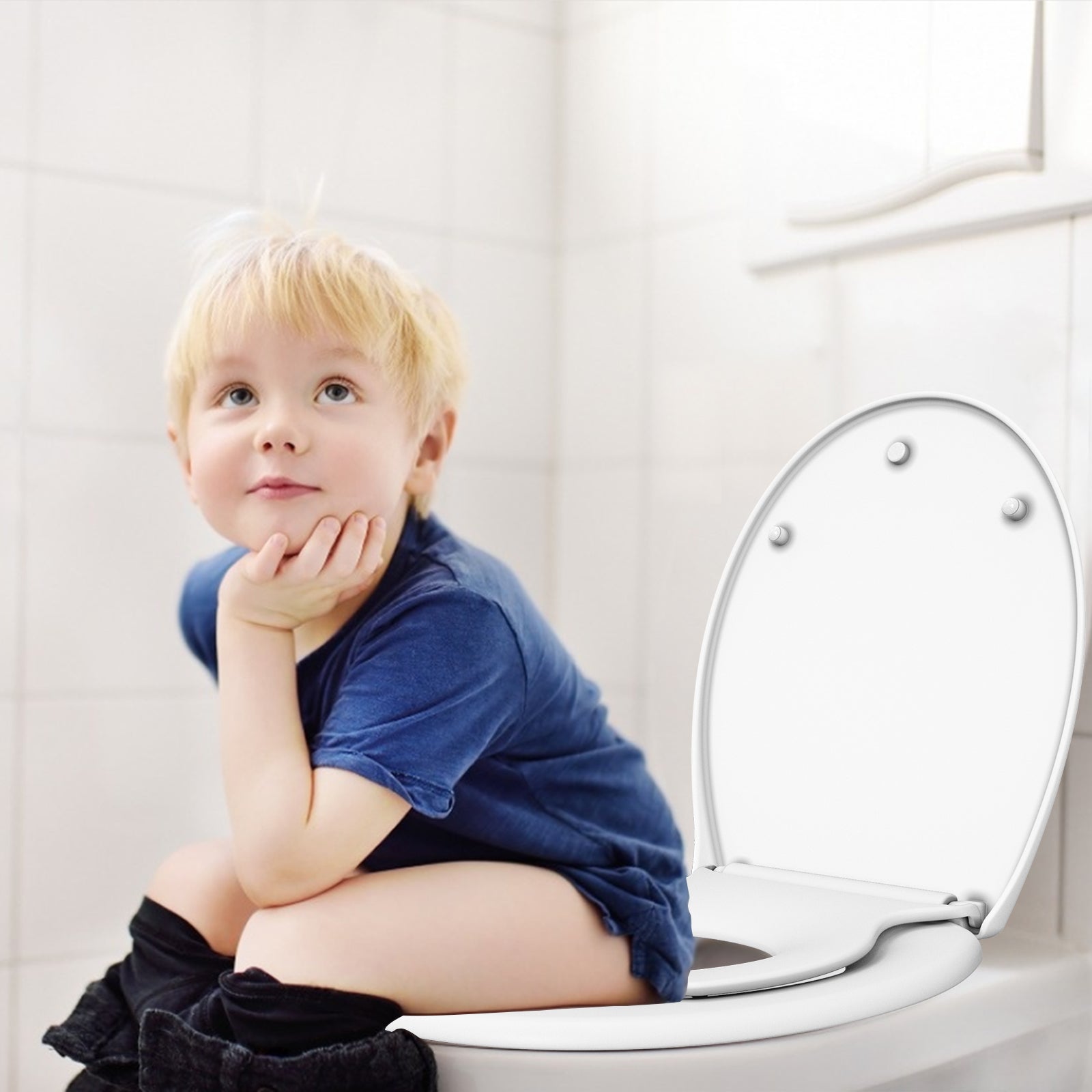 Garvee Soft-Close-Sitz verhindert lautes Zuschlagen Robustes, dickes Polypropylen-Material Schnellverschluss für einfache Reinigung Magnetische Befestigung für Kindersitze Einfache Installation mit mitgelieferten Schrauben