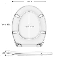 Sedile WC Garvee con meccanismo di chiusura ammortizzata, funzione di sgancio rapido, ovale, bianco, antibatterico, facile installazione