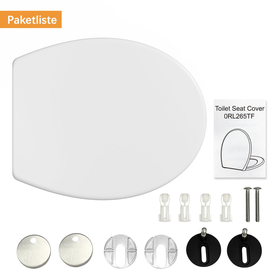 Sedile WC Garvee con meccanismo di chiusura ammortizzata, funzione di sgancio rapido, ovale, bianco, antibatterico, facile installazione