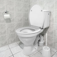 Sedile WC Garvee con meccanismo di chiusura ammortizzata, funzione di sgancio rapido, ovale, bianco, antibatterico, facile installazione