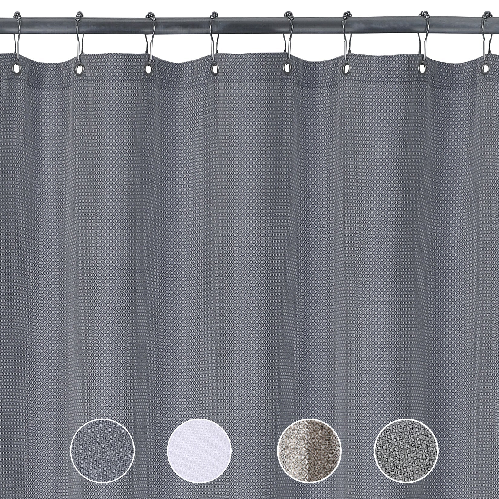 Tenda da doccia Garvee, tessuto di lino, 155 g/m², idrorepellente, tessuto pesante, occhielli antiruggine, 35" x 72" blu navy, bagno in stile hotel di lusso