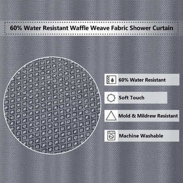 Tenda da doccia Garvee, tessuto di lino, 155 g/m², idrorepellente, tessuto pesante, occhielli antiruggine, 35" x 72" blu navy, bagno in stile hotel di lusso
