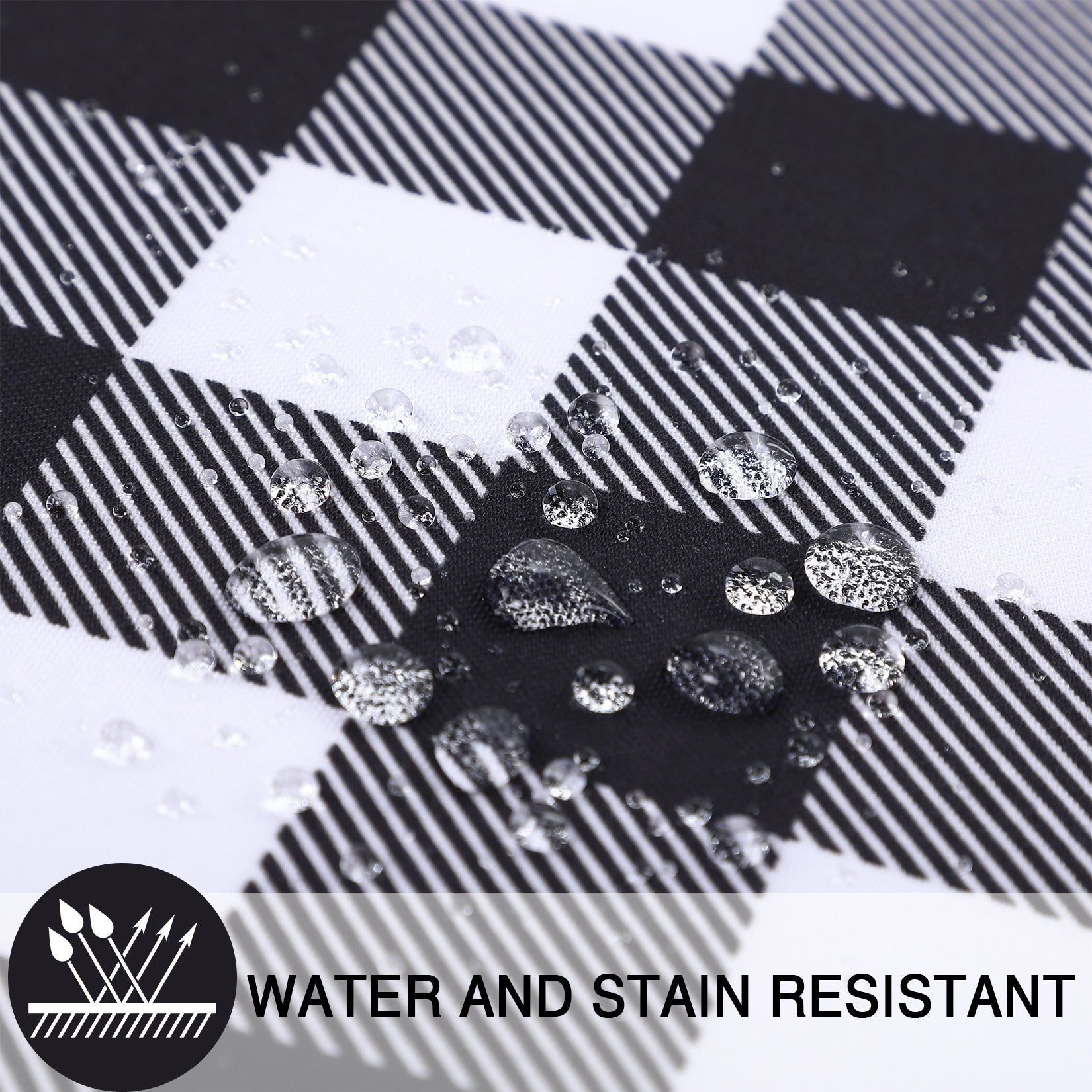 Tovaglia da esterno quadrata Garvee Buffalo Check in poliestere impermeabile 52x52 cm nero/bianco rustico