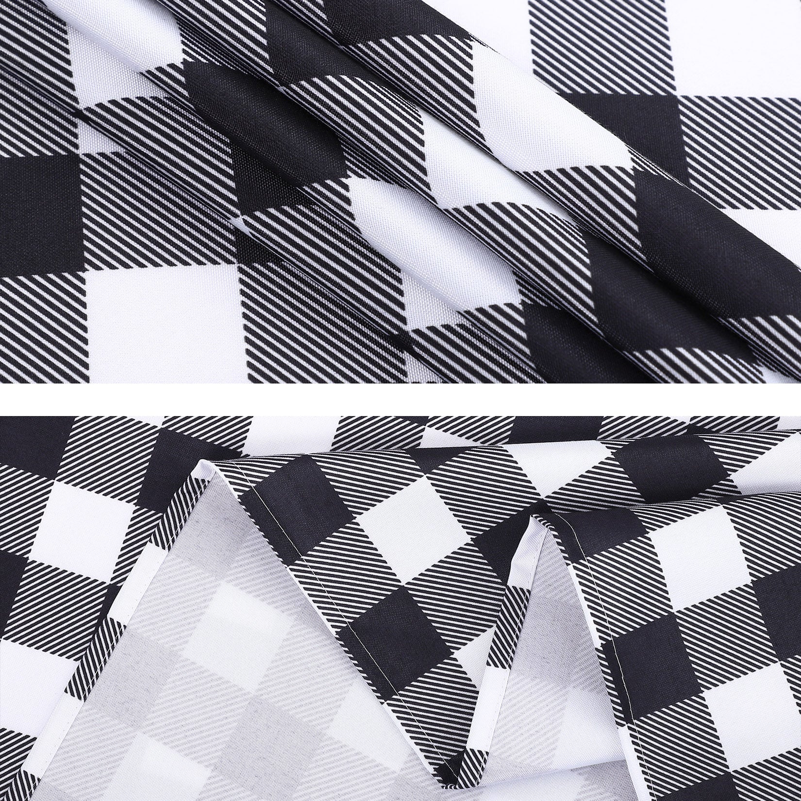 Tovaglia da esterno quadrata Garvee Buffalo Check in poliestere impermeabile 52x52 cm nero/bianco rustico