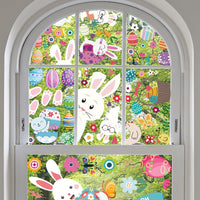 GARVEE Set di 9 adesivi per finestre pasquali - Coniglio, Uovo, Animali dei cartoni animati - PVC elettrostatico, riutilizzabile, impermeabile - Per soggiorno, bagno, cucina - 20x30 cm