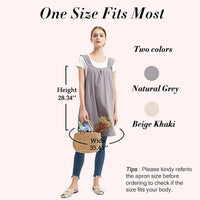 Grembiule da donna Garvee, grembiule da cucina con 2 tasche, cotone e lino, per giardino e cucina, grigio, regolabile, comodo