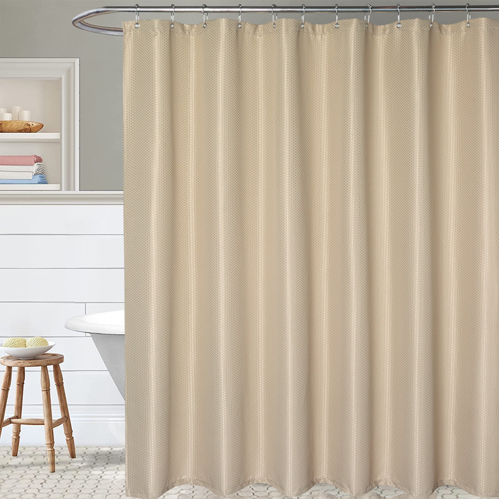 Tenda da doccia Garvee Waffle, impermeabile, resistente, in poliestere, color talpa, per spa, di lusso, 182 x 182 cm, per bagno