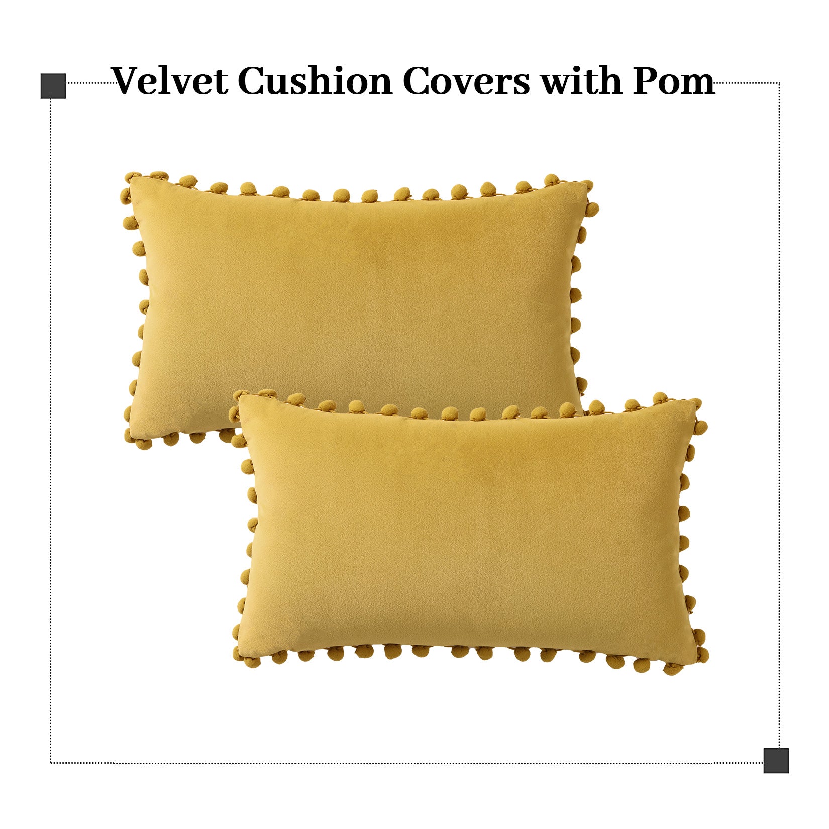 Garvee Christmas Boho Velvet Pillow Covers con pompon per divano e camera da letto, set da 2, rosso, velluto 330 g/m²