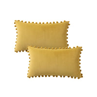 Garvee Christmas Boho Velvet Pillow Covers con pompon per divano e camera da letto, set da 2, rosso, velluto 330 g/m²
