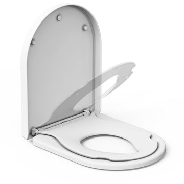 Sedile WC Garvee con seggiolino per bambini, sedile WC a chiusura ammortizzata, sedile WC a sgancio rapido, non si allenta mai, facile da pulire - Sedile WC bianco a forma di D con seggiolino per bambini, famiglia