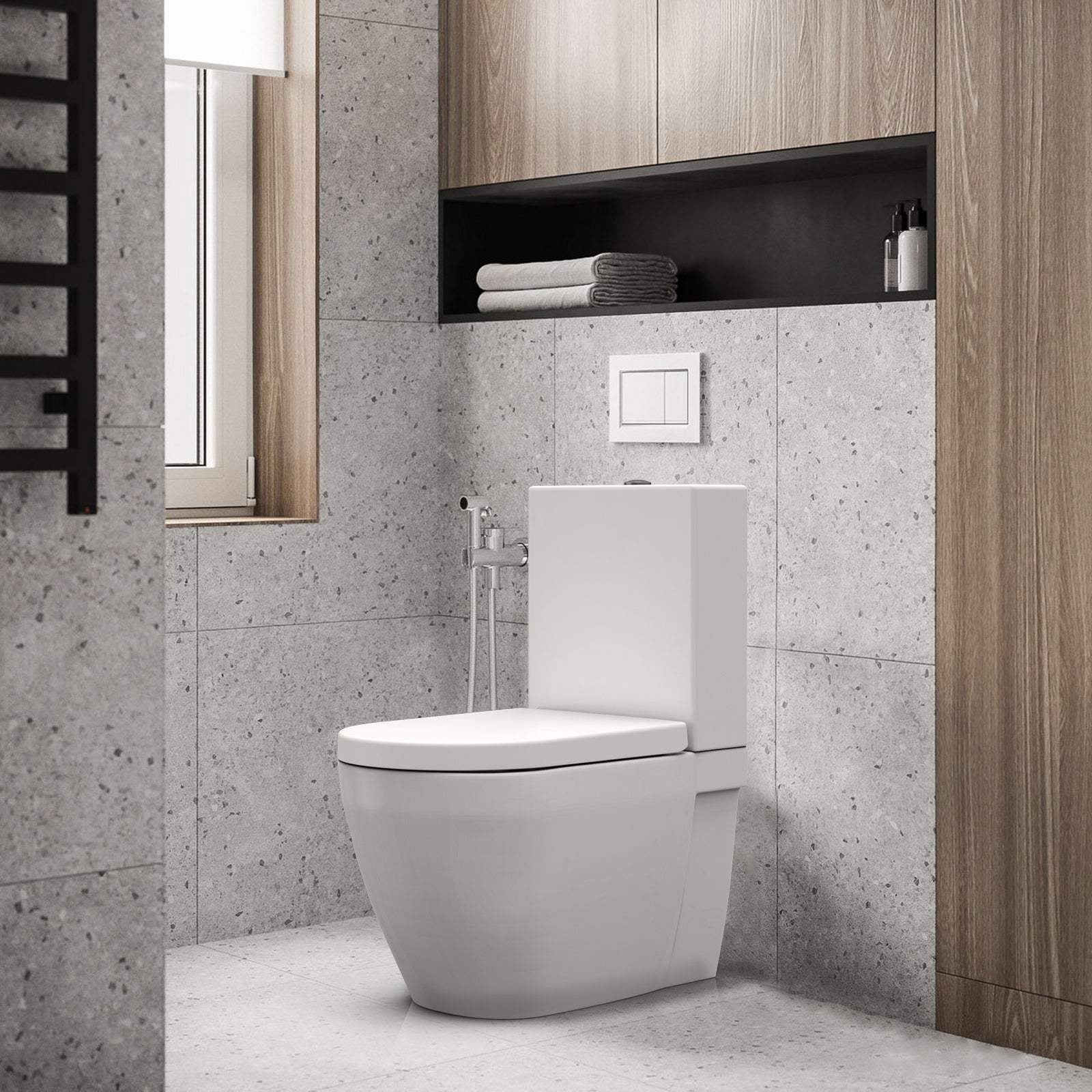 Sedile WC Garvee con seggiolino per bambini, sedile WC a chiusura ammortizzata, sedile WC a sgancio rapido, non si allenta mai, facile da pulire - Sedile WC bianco a forma di D con seggiolino per bambini, famiglia