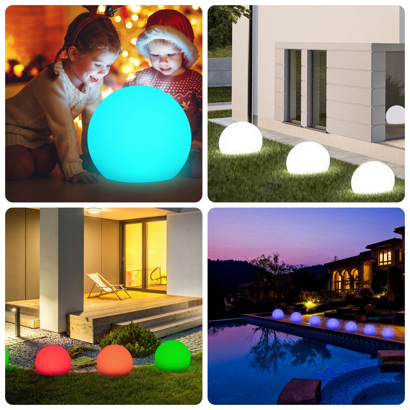 Luci a globo LED GARVEE, 4 pezzi, RGB dimmerabili, luci notturne impermeabili con telecomando per giardino e piscina, 16 colori