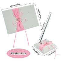 Libro degli ospiti Garvee Strik Double Heart con portapenne e penna stilo per matrimonio, compleanno, festa, rosa