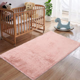 Tappeto a pelo lungo GARVEE per soggiorno e camera da letto, in poliestere lavabile, antiscivolo, tinta unita, 75x120 cm - Rosa