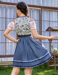 Abito tradizionale Dirndl corto Garvee, set da 3 pezzi per l'Oktoberfest, blu scuro, taglia 34