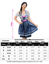 Abito tradizionale Dirndl corto Garvee, set da 3 pezzi per l'Oktoberfest, blu scuro, taglia 34