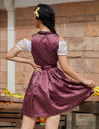 Garvee Abito tradizionale da donna Dirndl 3 pezzi, abito midi con stampa 3D per l'Oktoberfest, rosso, taglia 38