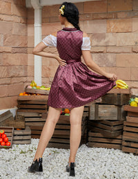 Garvee Abito tradizionale da donna Dirndl 3 pezzi, abito midi con stampa 3D per l'Oktoberfest, rosso, taglia 38