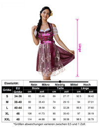 Garvee Abito tradizionale da donna Dirndl 3 pezzi, abito midi con stampa 3D per l'Oktoberfest, rosso, taglia 34