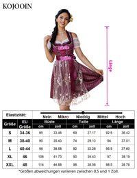 Garvee Abito tradizionale da donna Dirndl 3 pezzi, abito midi con stampa 3D per l'Oktoberfest, rosso, taglia 38
